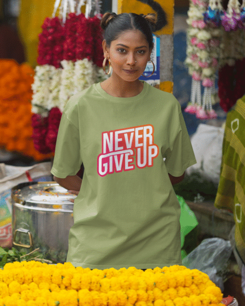 Regular Fit Never Giveup - Unisex t-shirt