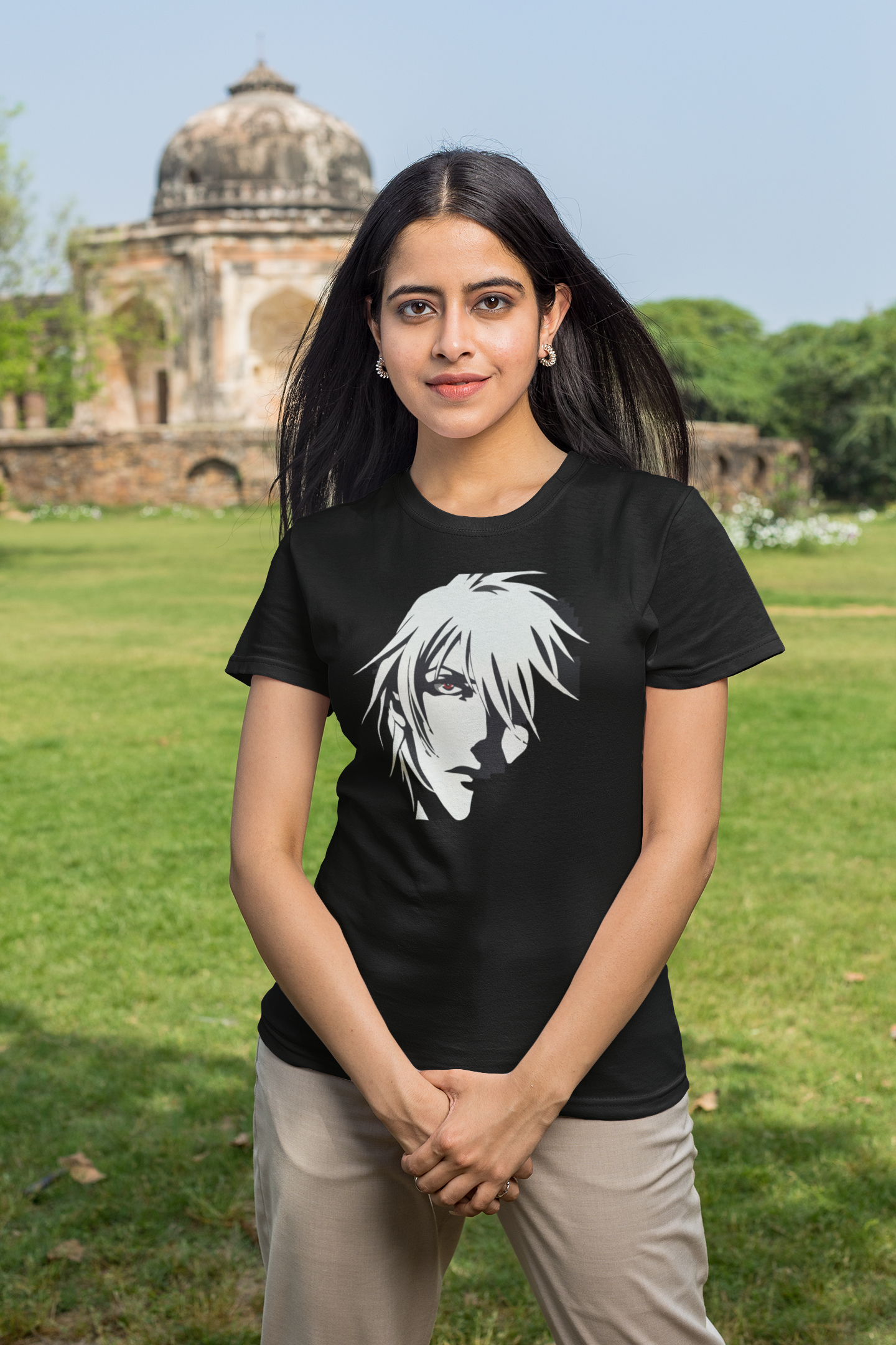Unisex Printed Regular Fit Black T-shirt